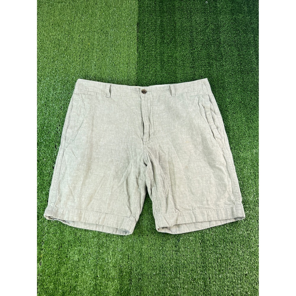 J.Crew Mercantile Mens Linen Cotton Blend Shorts Light Gray Size 36 Flat Front